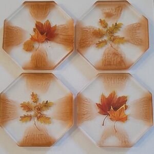 Hand Crafted Autumn Leaf Coasters - Orange and Yellow